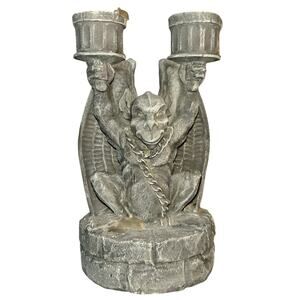 Vintage Vandor Heavy 7" Gargoyle Double Candle Holder Candelabra Resin Gothic